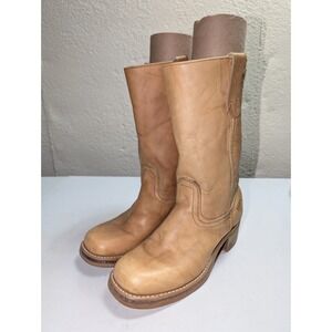 Vintage HTF Landis Banana Campus Boots Men's Size 9D Tan Leather Chunky USA